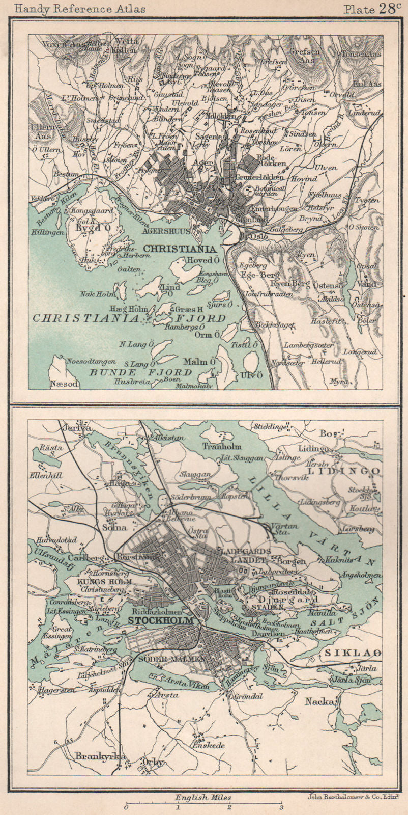 Environs of Christiania (Oslo) & Stockholm. Scandinavia Norway Sweden 1904 map